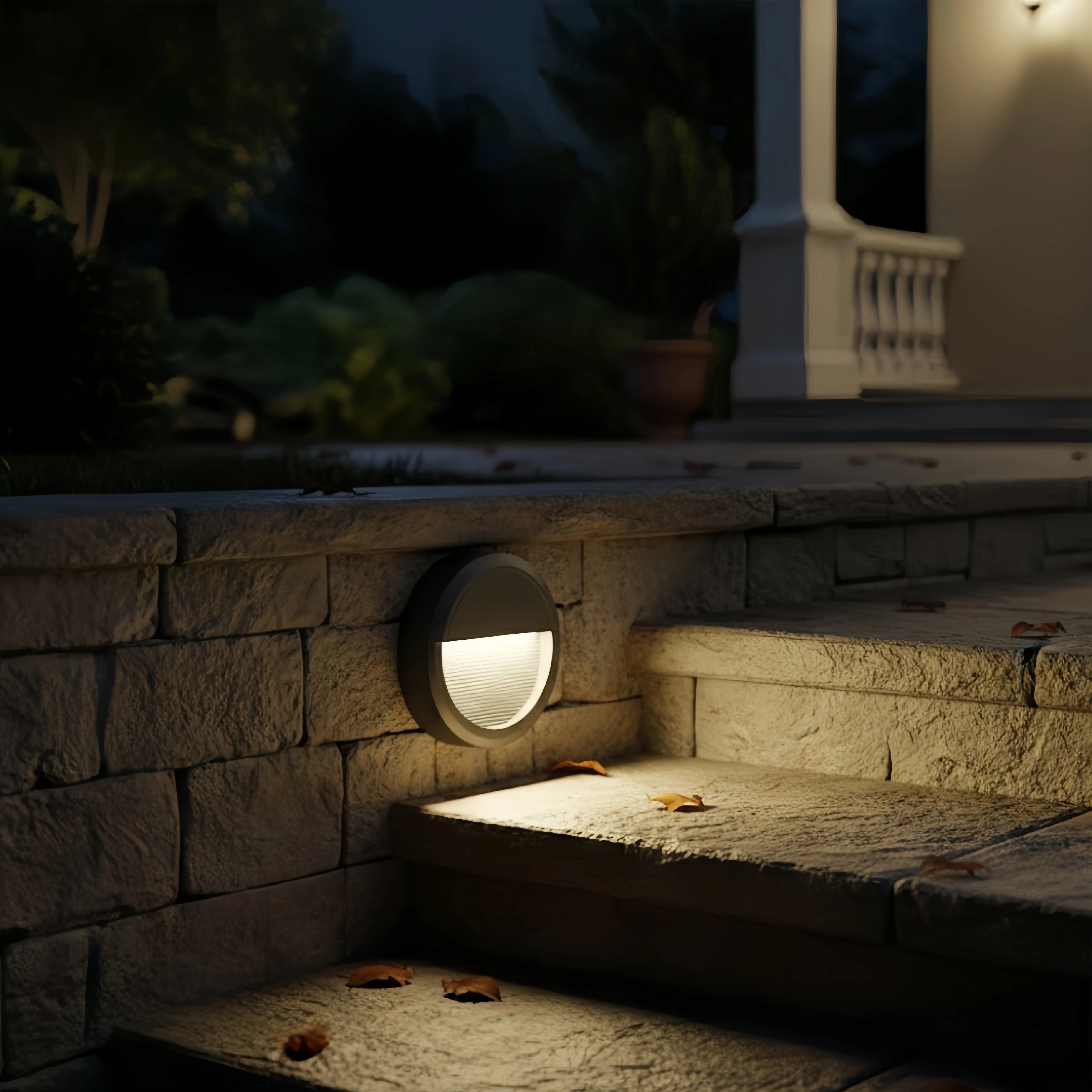 Irondale Modern Metal/Acrylic Outdoor Deck Step Lights - Black Round/Square Staircase